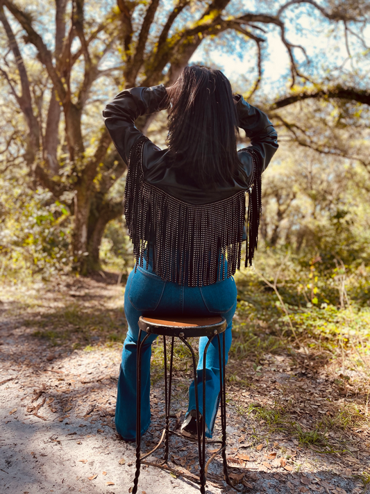 BLACK WIDOW FAUX LEATHER JACKET