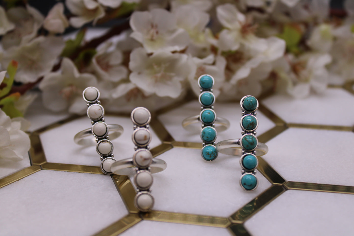 VERTICAL ROW TURQUOISE RING