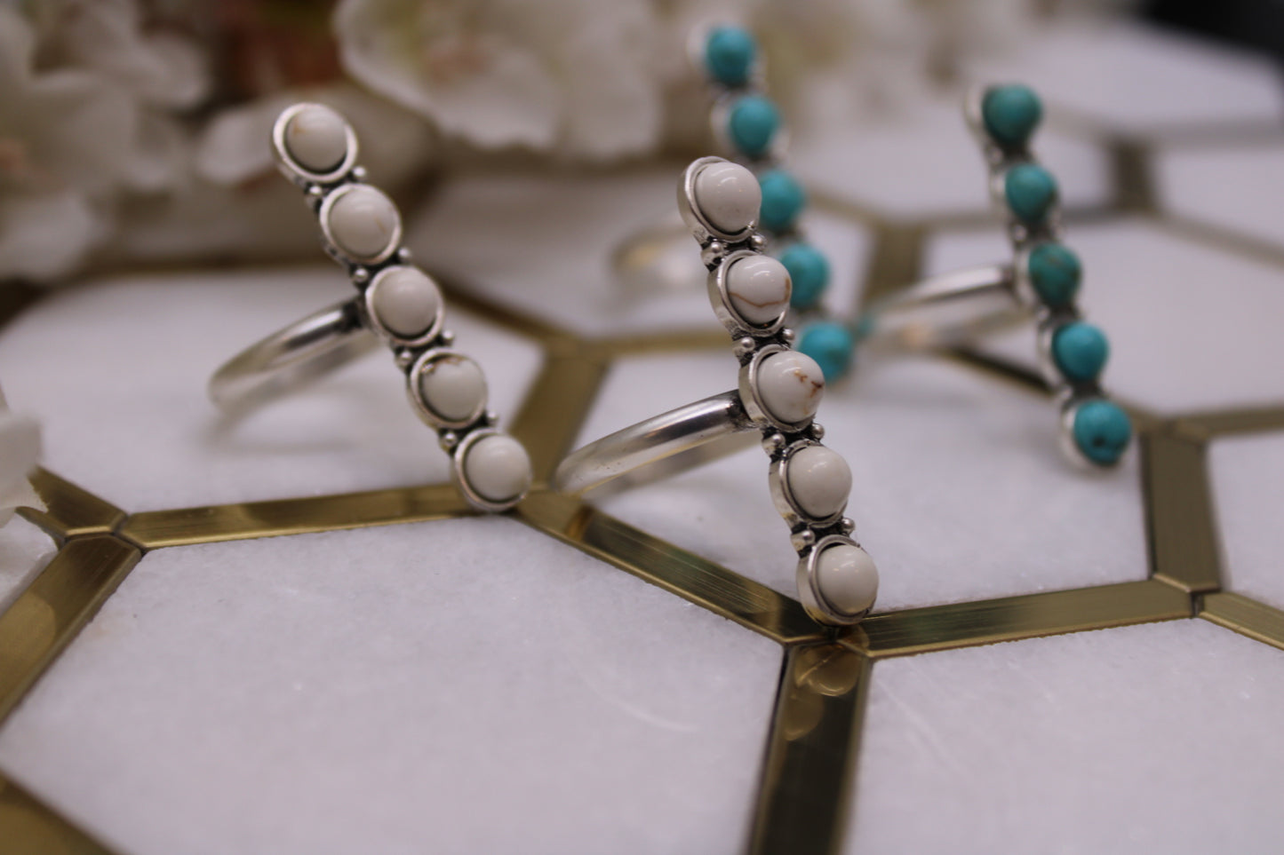 VERTICAL ROW TURQUOISE RING