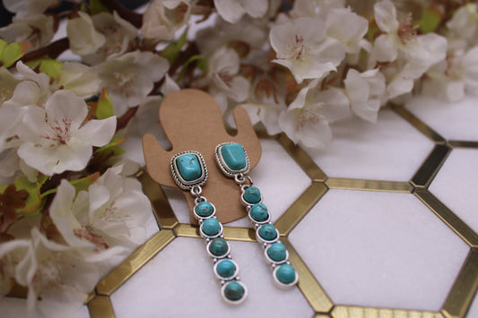 VERTICAL ROW TURQUOISE EARRINGS