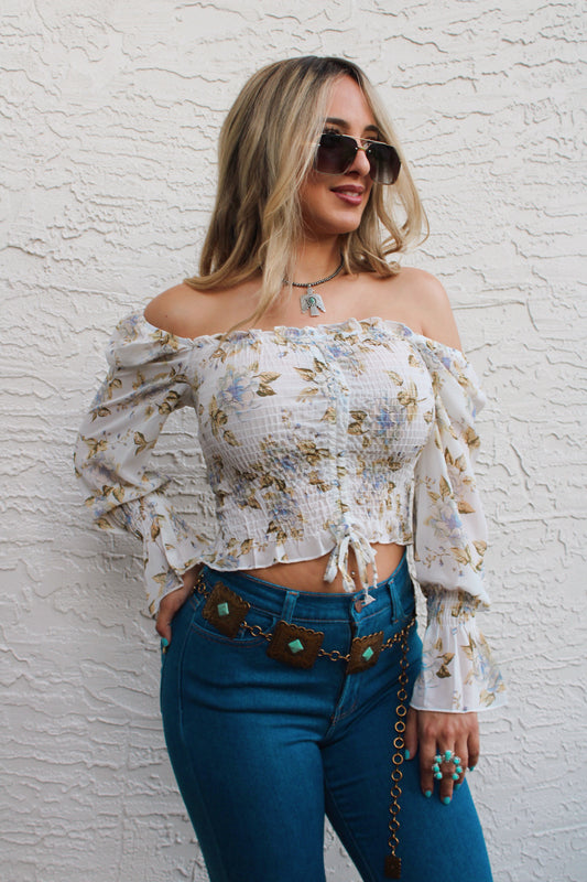 BLUE BLOOM BLOUSE